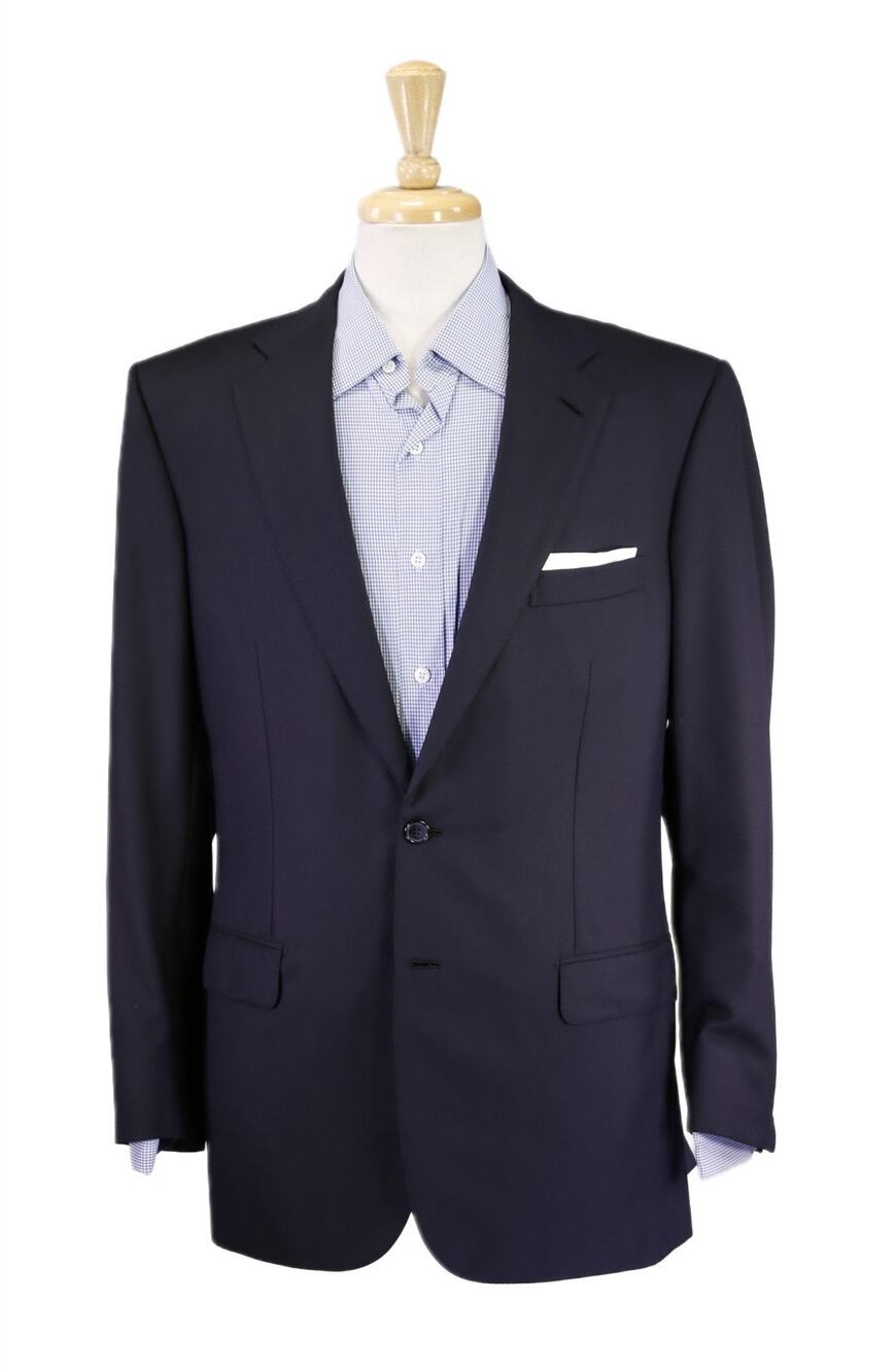 Brioni Parlamento Solid Navy Blue Super 180's Wool 2-Btn Blazer Jacket 40R